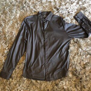 Large Horn Legend Dress Shirt Dark Gray design is in excellent condition.